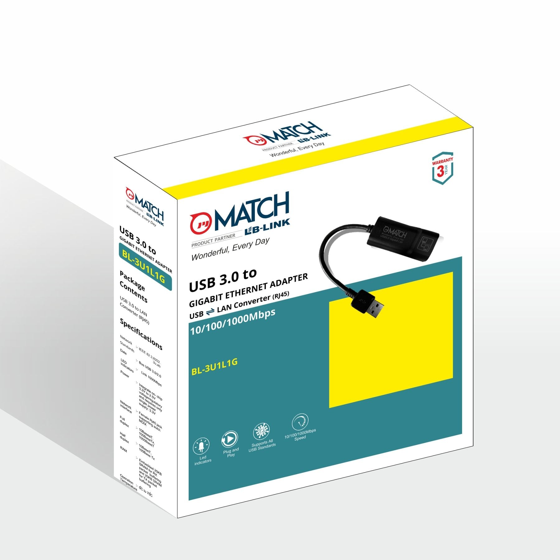 match lb link gigabit ethernet adapter box