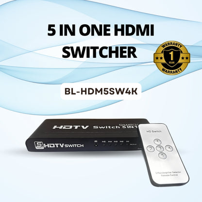 MATCH HDMI Switcher 5 IN 1 with remote