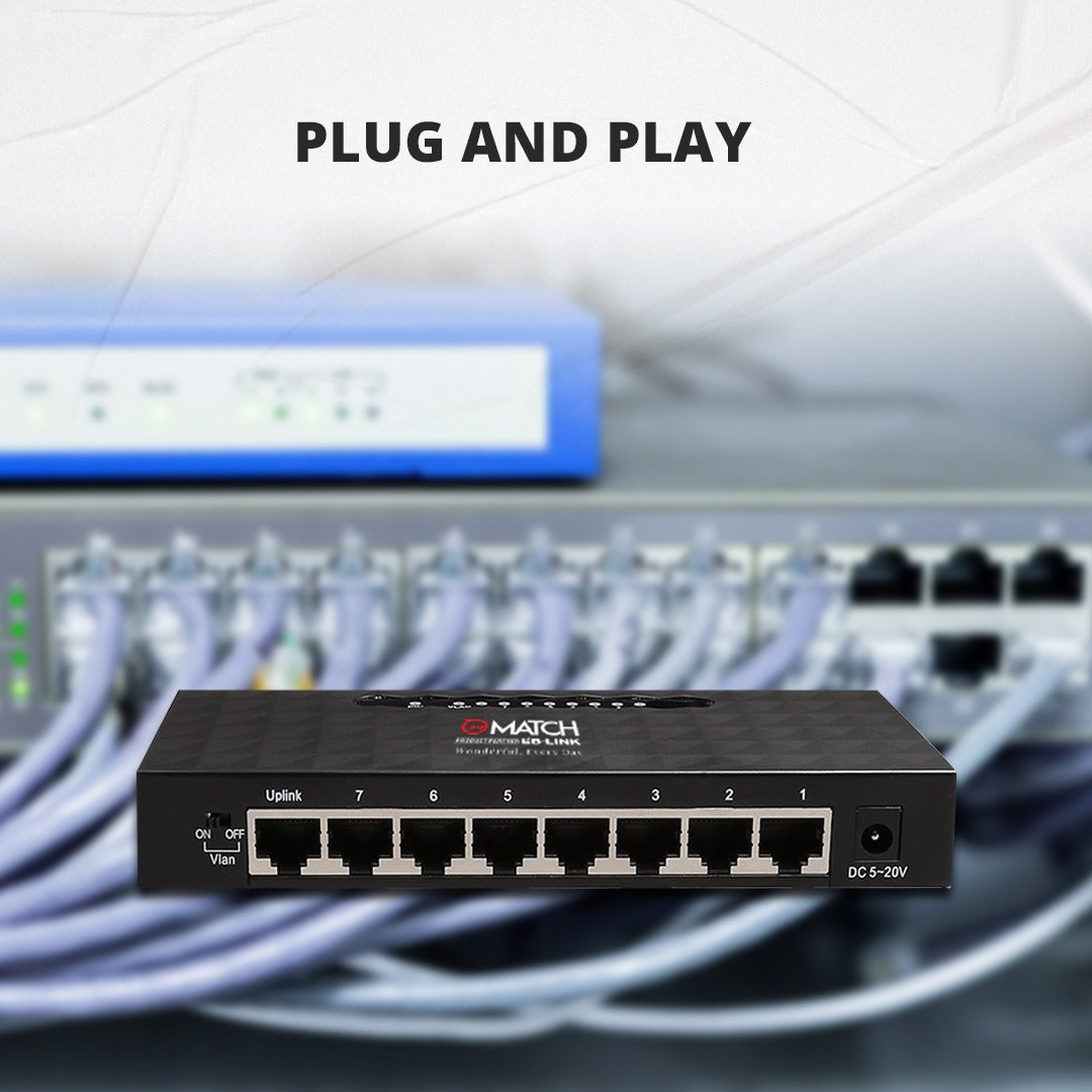 MATCH LB-Link 8 Port Gigabit Ethernet Switch 10/100/1000Mbps – Match Digisol