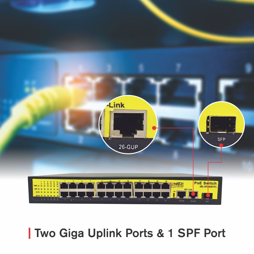 24 Port poe switch with 2 Giga uplink ports 
