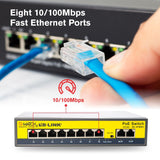 This Match LB-Link 8 Port PoE Switch provides 10/100mbps speed in all ports
