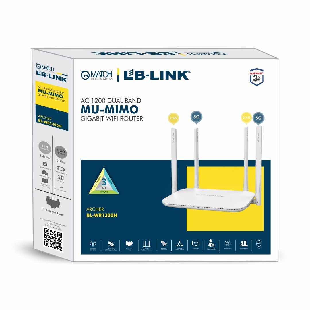 Match LB-Link AC1200 Dual-Band MU-MIMO gigabit Wi-Fi Router